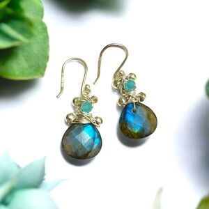Labradorite Teardrop Earrings 925 Sterling